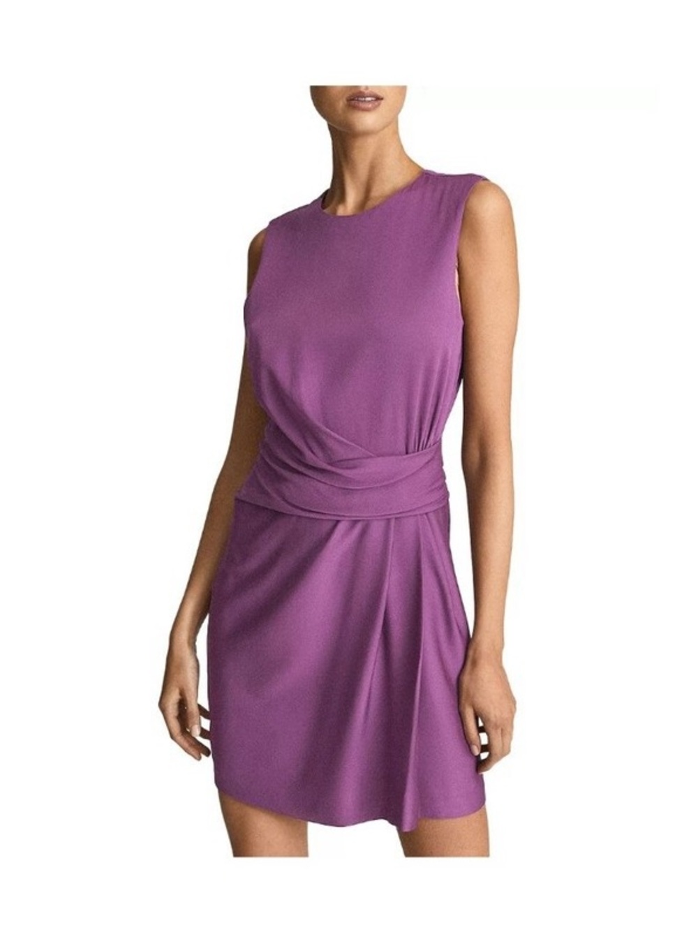 Reiss Purple Sleeveless Twist-Waist Mini Dress